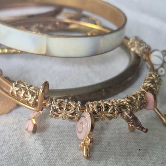 Gold and Pink Charm Bracelet Set - Picture 6 of 6